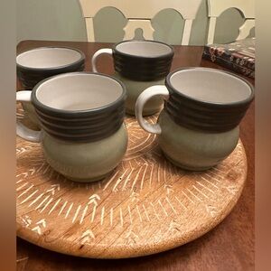 Pfaltzgraff Green and Brown Mug Set- “Sphere” pattern (retired)